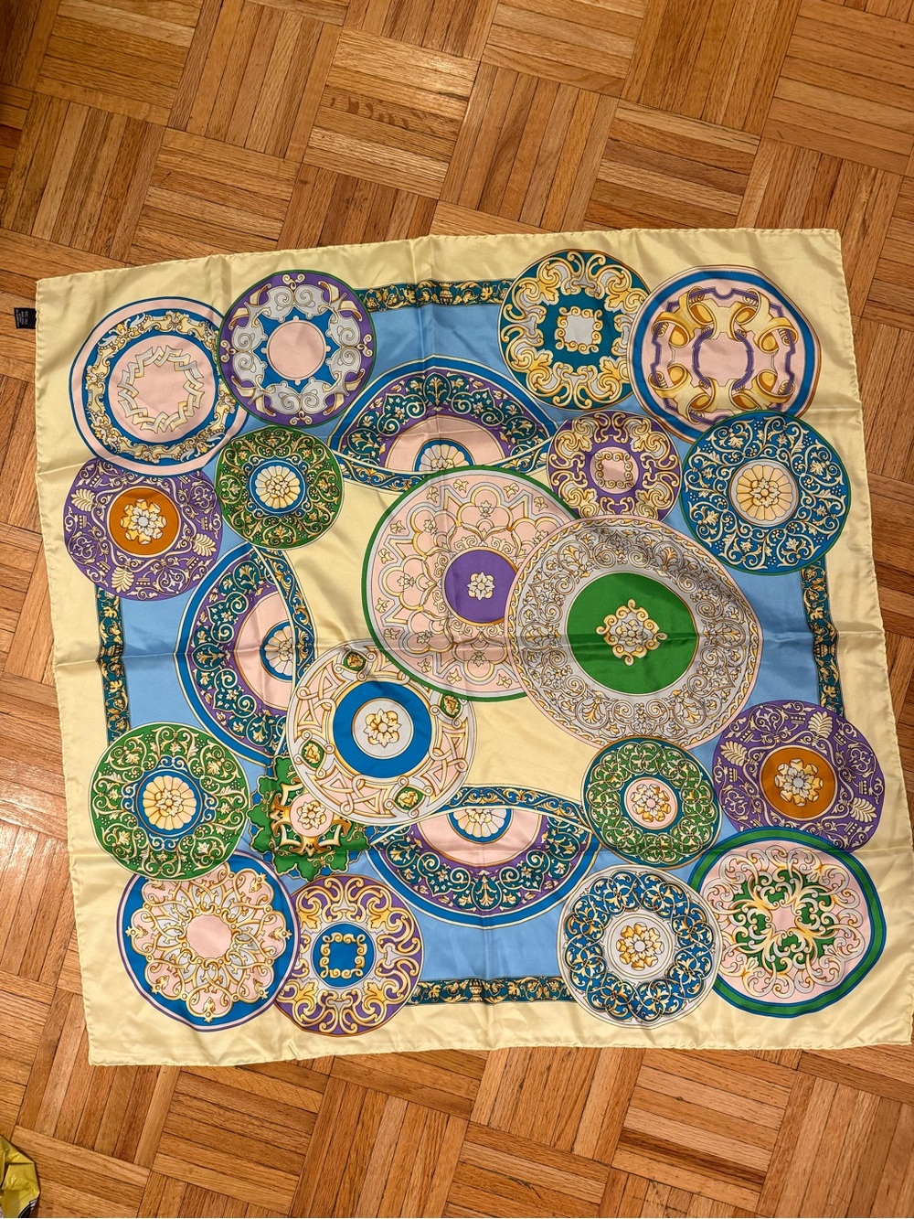 Vintage Italian Silk Square Scarf - Millefiori Paperweight Motif